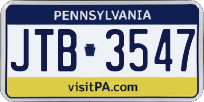 PA license plate JTB3547