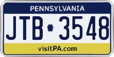 PA license plate JTB3548