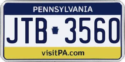 PA license plate JTB3560