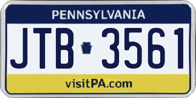 PA license plate JTB3561