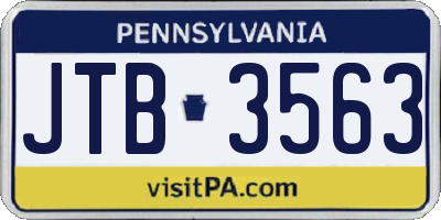 PA license plate JTB3563