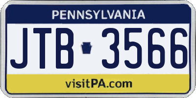 PA license plate JTB3566