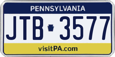 PA license plate JTB3577