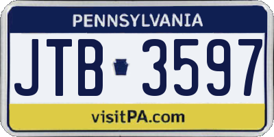 PA license plate JTB3597
