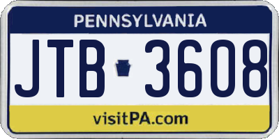 PA license plate JTB3608