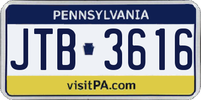 PA license plate JTB3616
