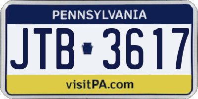 PA license plate JTB3617