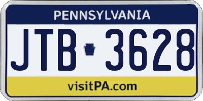 PA license plate JTB3628