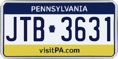 PA license plate JTB3631
