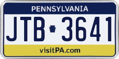 PA license plate JTB3641