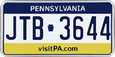 PA license plate JTB3644