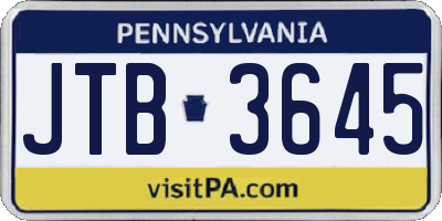 PA license plate JTB3645