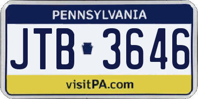 PA license plate JTB3646