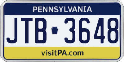 PA license plate JTB3648