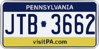 PA license plate JTB3662