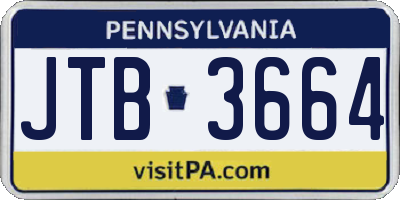 PA license plate JTB3664