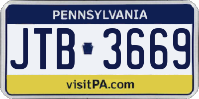 PA license plate JTB3669