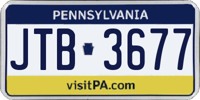 PA license plate JTB3677
