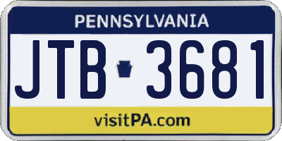 PA license plate JTB3681