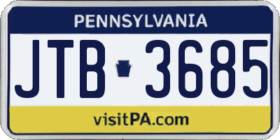 PA license plate JTB3685
