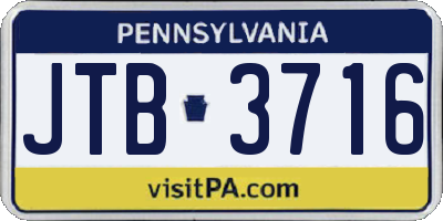 PA license plate JTB3716