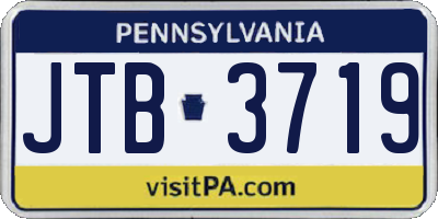 PA license plate JTB3719