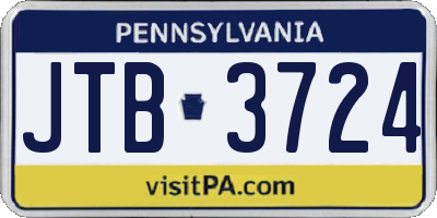 PA license plate JTB3724