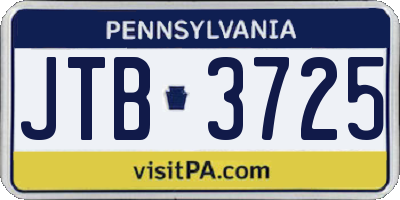 PA license plate JTB3725
