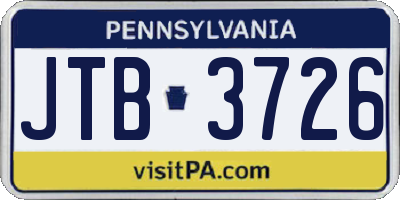 PA license plate JTB3726