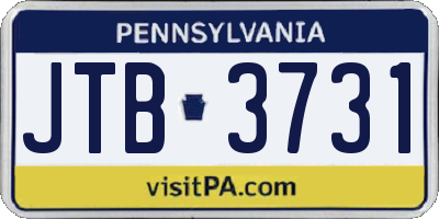 PA license plate JTB3731
