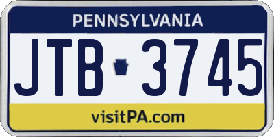 PA license plate JTB3745