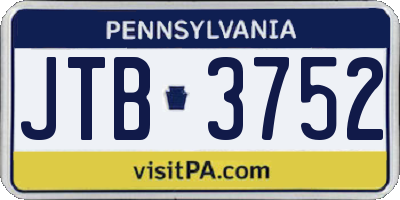 PA license plate JTB3752