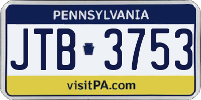 PA license plate JTB3753