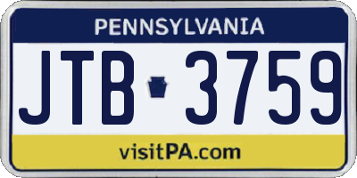 PA license plate JTB3759