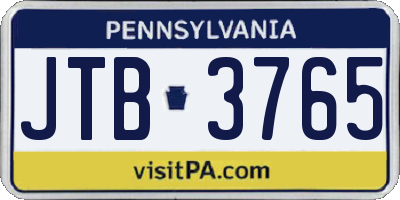 PA license plate JTB3765