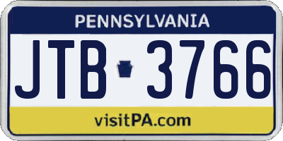 PA license plate JTB3766