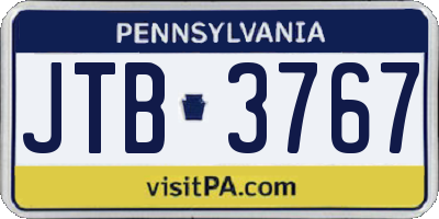 PA license plate JTB3767
