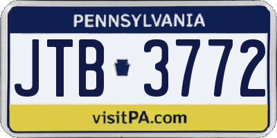 PA license plate JTB3772