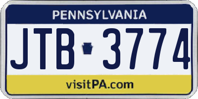 PA license plate JTB3774