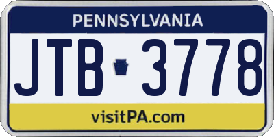 PA license plate JTB3778