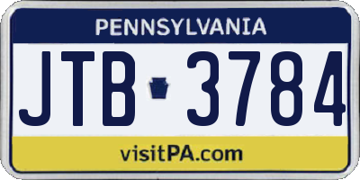 PA license plate JTB3784