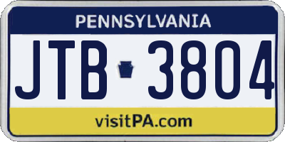 PA license plate JTB3804