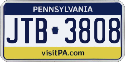 PA license plate JTB3808