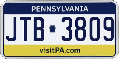 PA license plate JTB3809