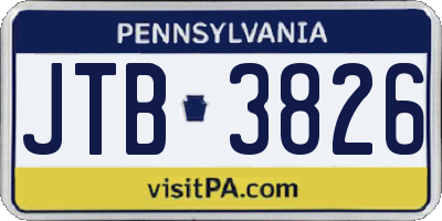 PA license plate JTB3826