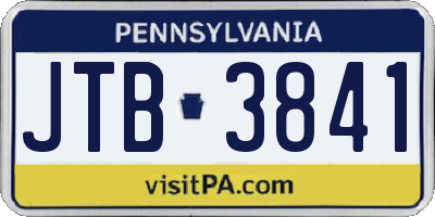 PA license plate JTB3841