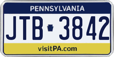 PA license plate JTB3842