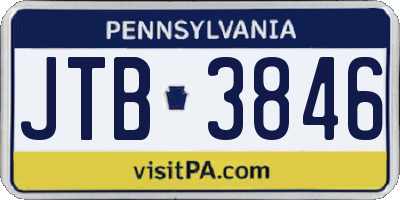 PA license plate JTB3846