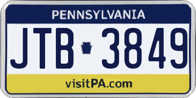 PA license plate JTB3849