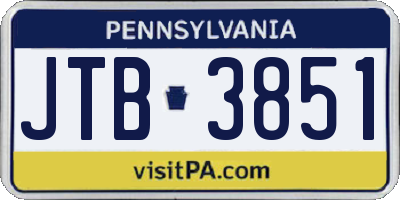 PA license plate JTB3851